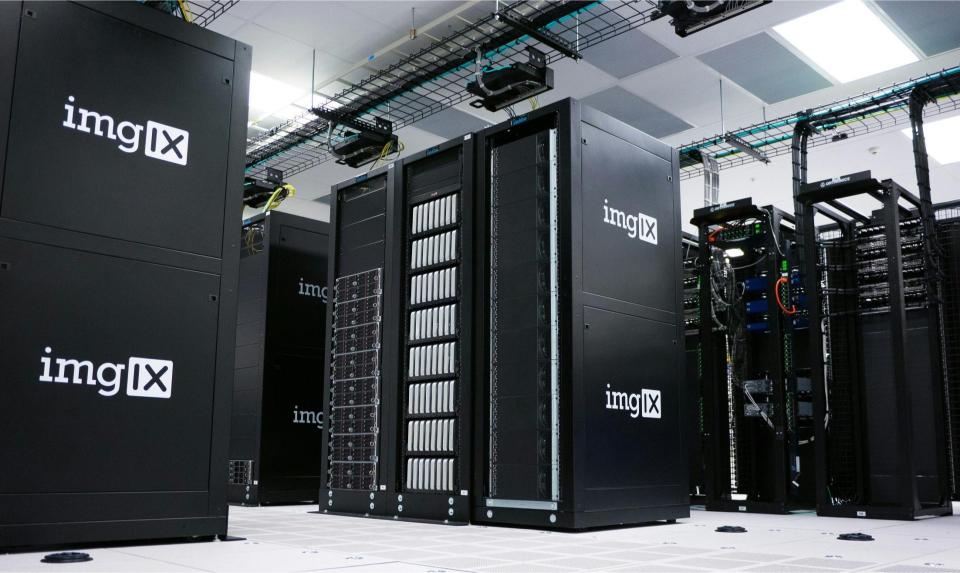 close-up of a row of servers