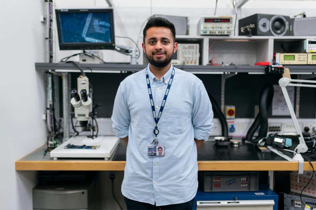 Worker at a computer hardware shop